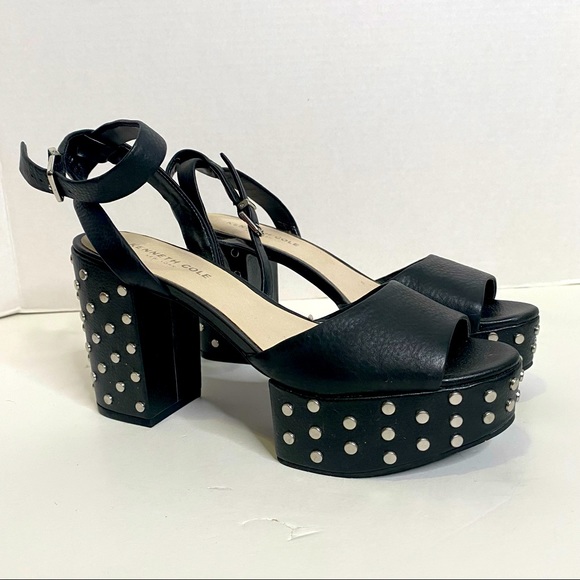 Kenneth Cole Shoes | Black Leather, Studded Platform Heels by Kenneth Cole | Color: Black | Size: 7.5 | Pm-19782785's Closet
